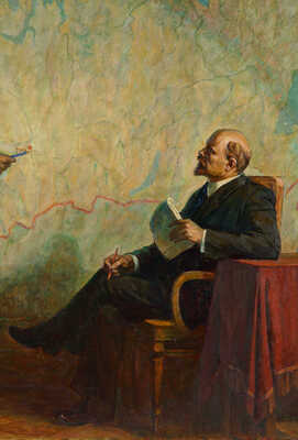 Алтаев Серафим Петрович. 1921 год. В.И. Ленин и наркомпуть Ф.Э. Дзержинский у схемы железных дорог РСФСР